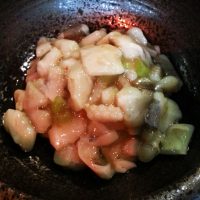 chopped baby octopus with wasabi
