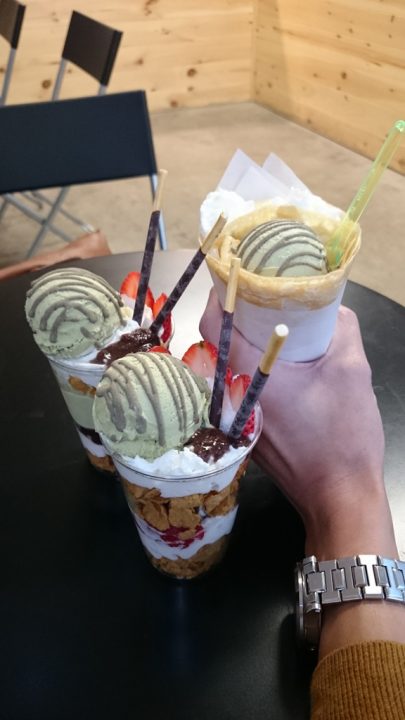 Green Tea Parfait and Greet Tea Crepe